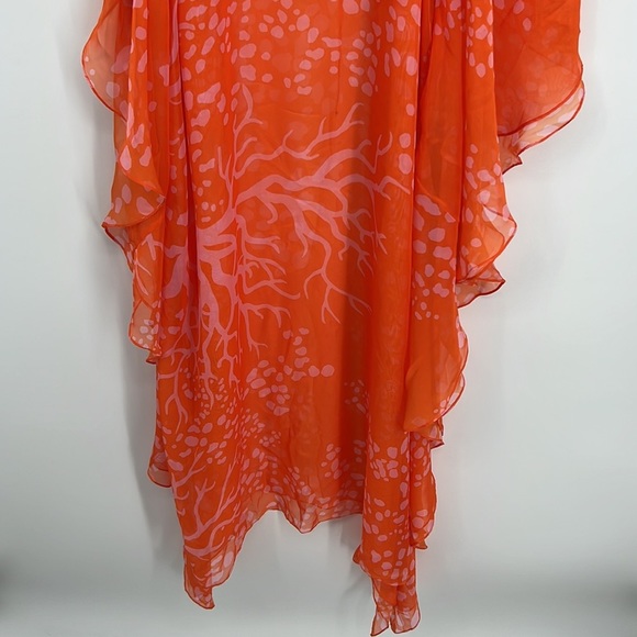PatBO Coral Print Caftan in Coral - Picture 6 of 10